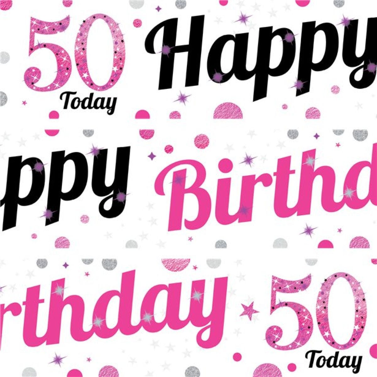 50th Birthday Pink Celebration Paper Banners -1m