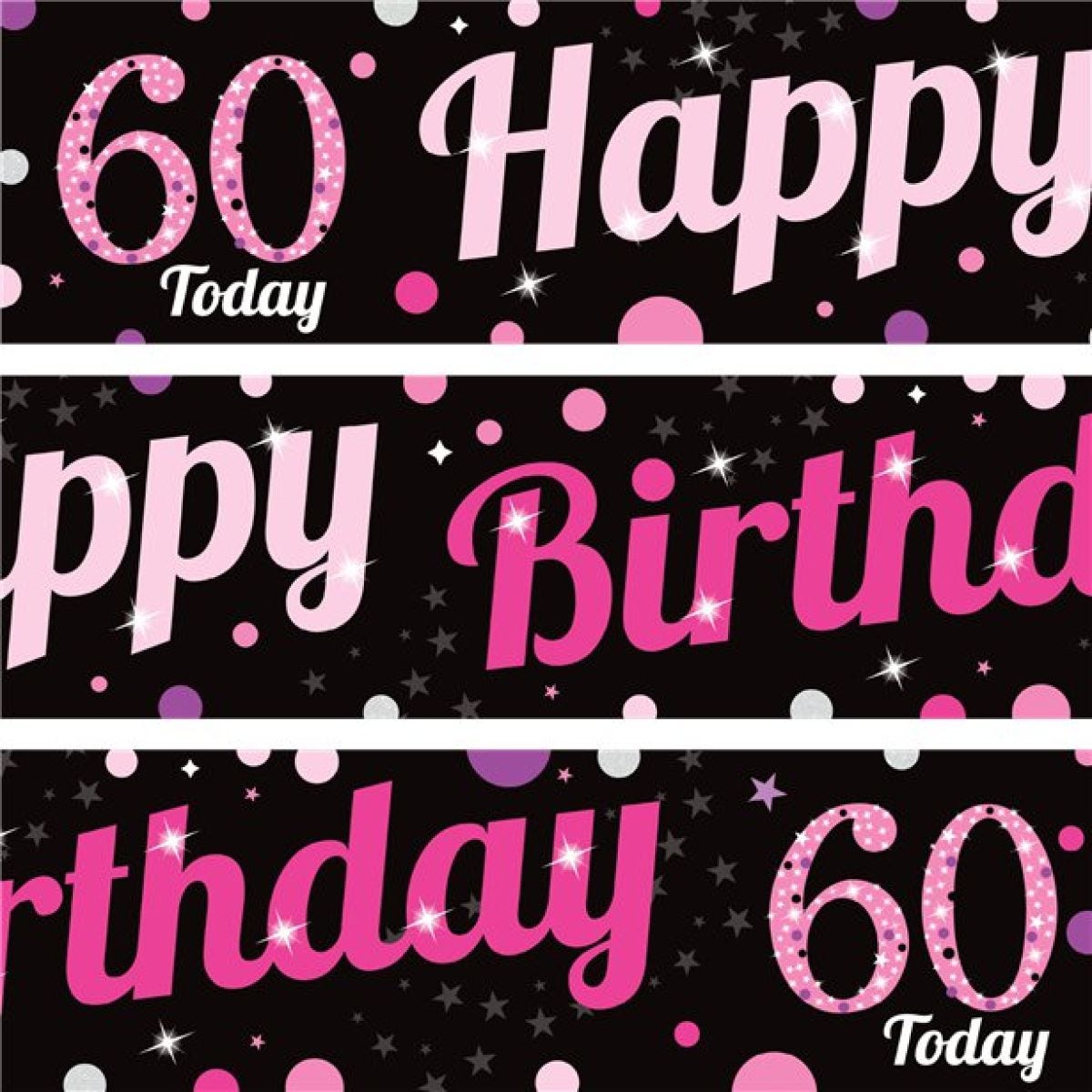 60th Birthday Pink Celebration Paper Banners -1m