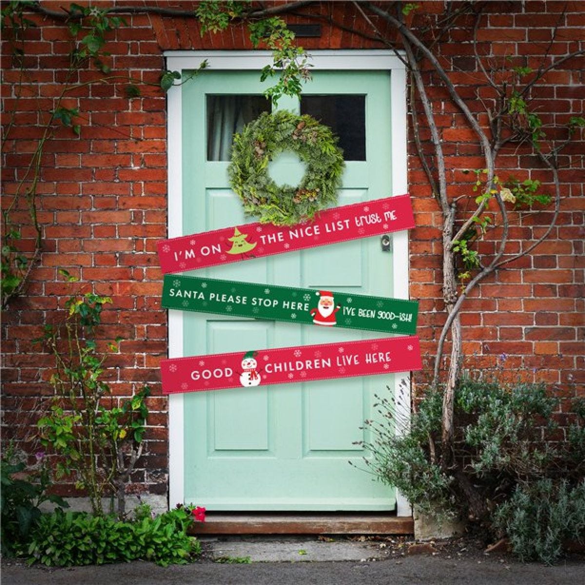 Santa Please Stop Here Paper Door Banners - 1m