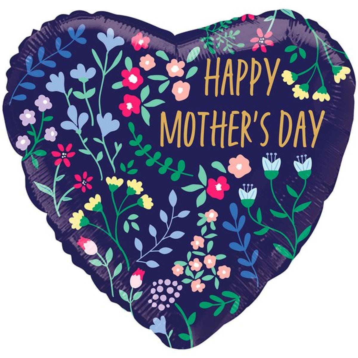 Mother&apos;s Day Floral Heart Foil Balloon - 18"