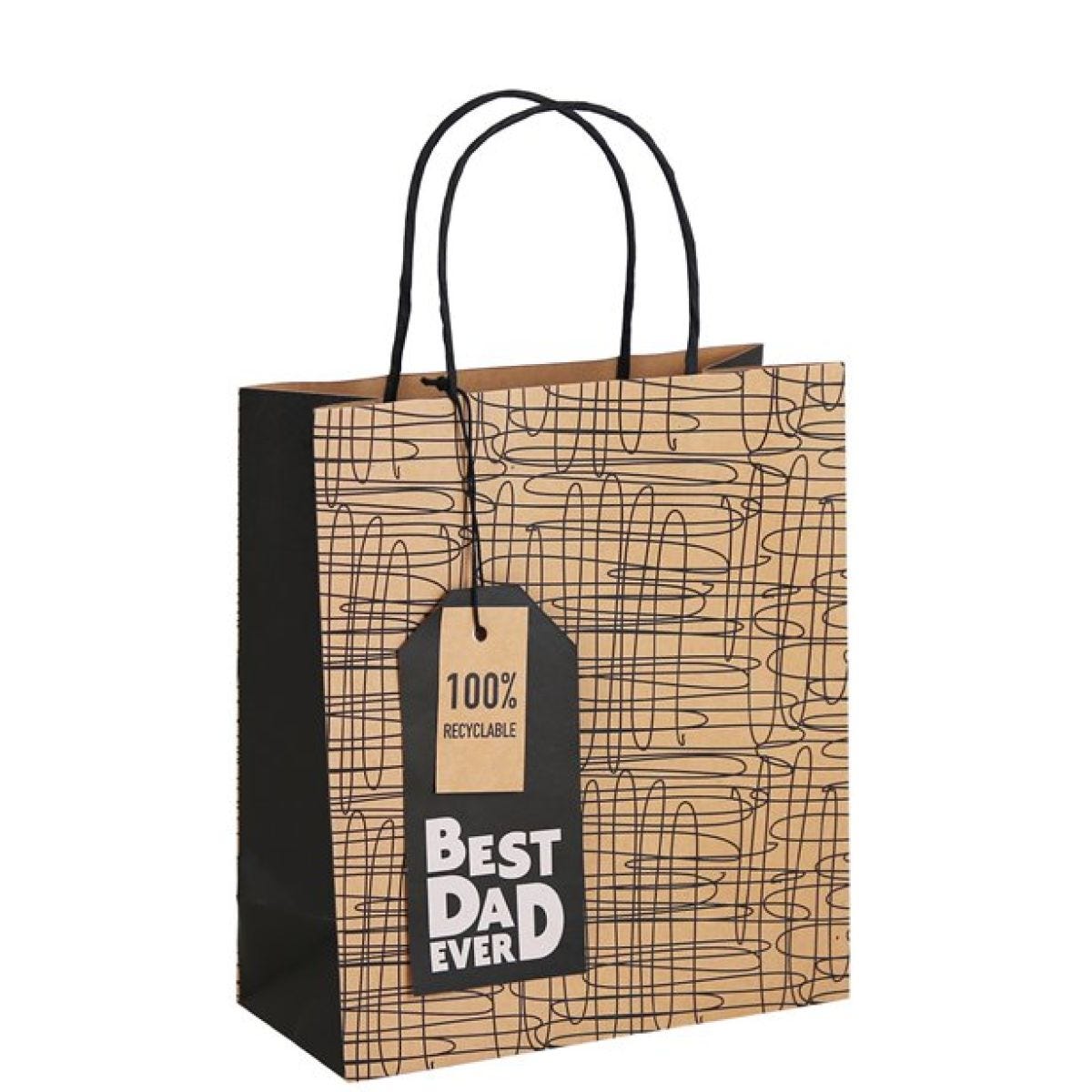 Kraft Squiggle Best Dad Medium Gift Bag