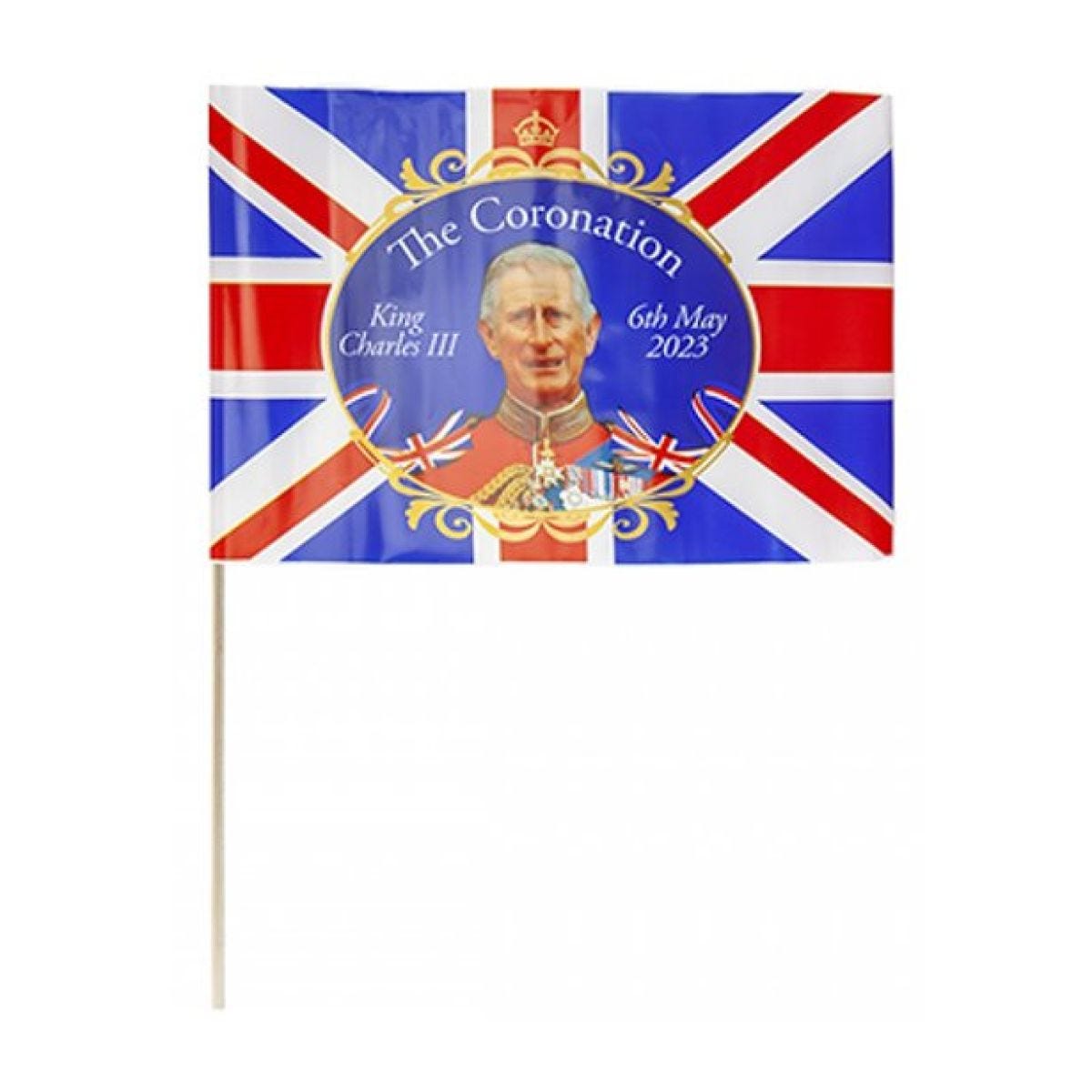 King Charles III Coronation Hand Waving Flags - 30cm x 20cm