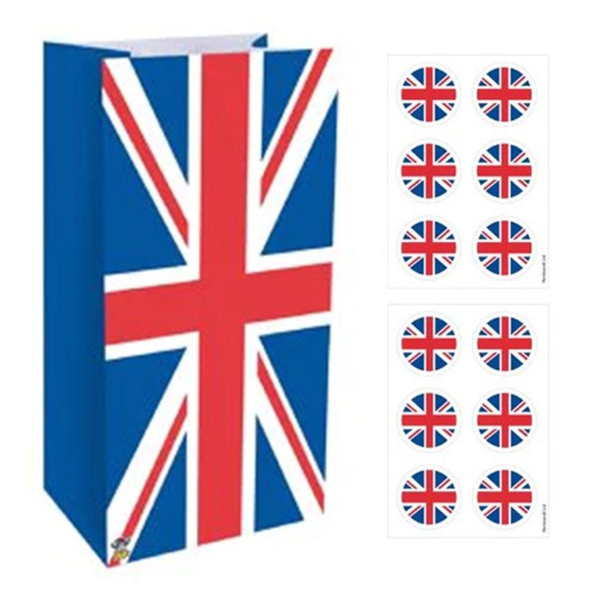 Union Jack Paper Party Bags with Stickers