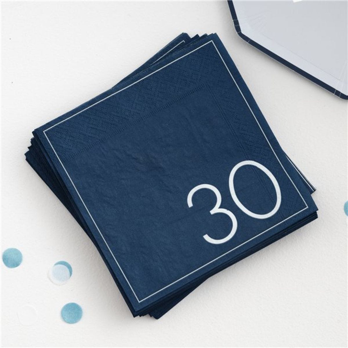 Mix It Up Blue 30th Paper Napkins - 33cm