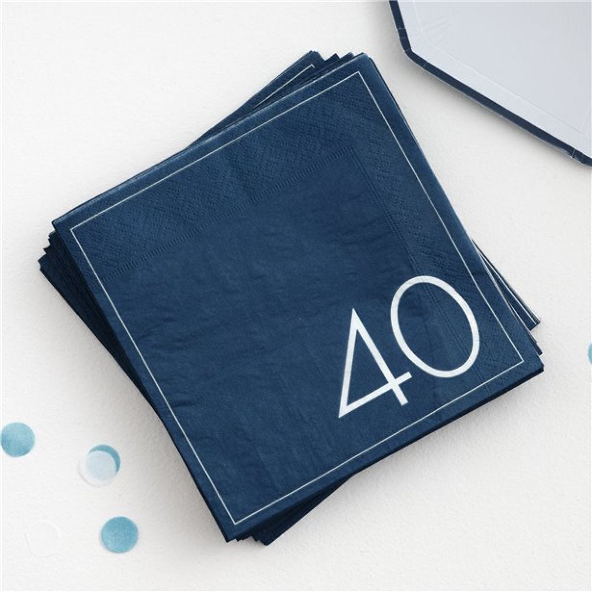 Mix It Up Blue 40th Paper Napkins - 33cm