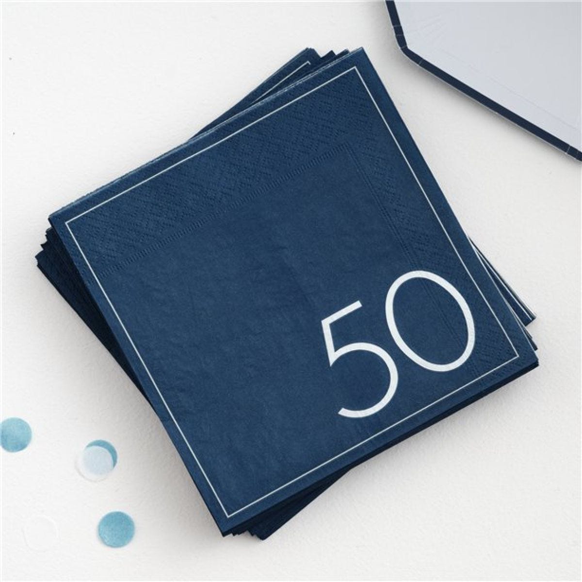Mix It Up Blue 50th Paper Napkins - 33cm