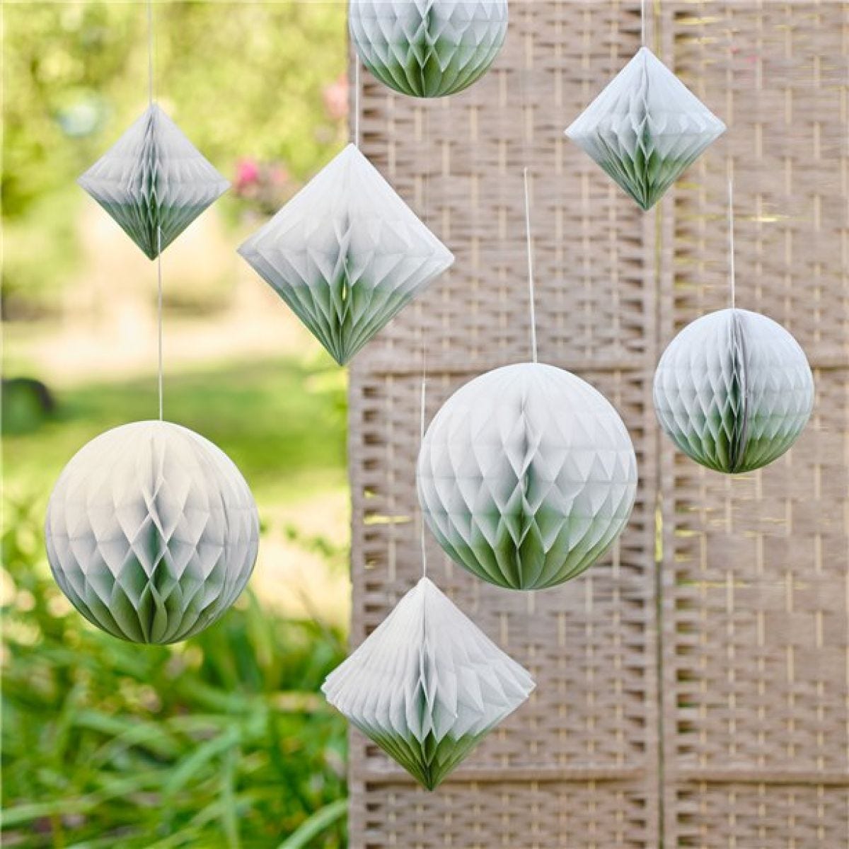 Sage Dip Dye Paper Honeycomb Decorations