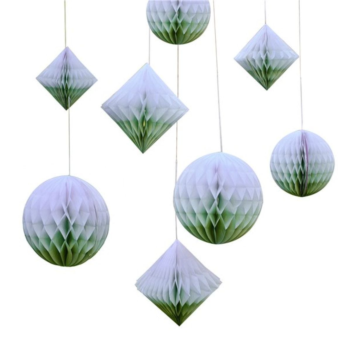 Sage Dip Dye Paper Honeycomb Decorations