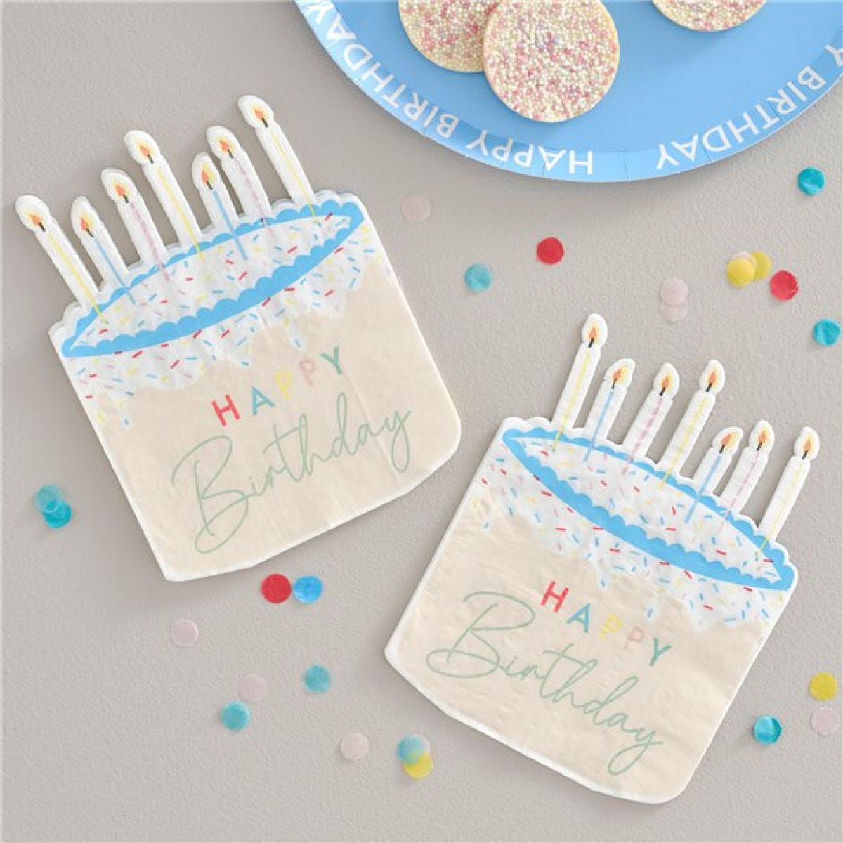 Cake Shaped Happy Birthday Eco Paper Napkins - 33cm