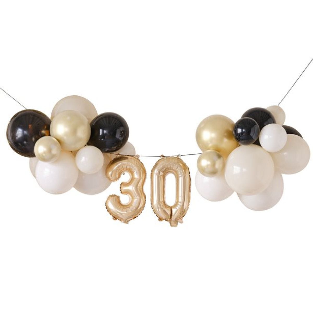Champagne Noir 30th Balloon Bunting Kit