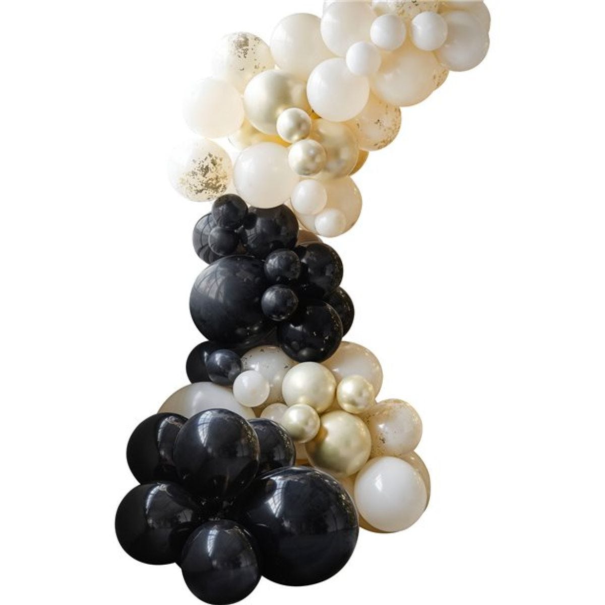 Black, Cream, Nude and Champagne Chrome Balloon Arch - 70 Balloons