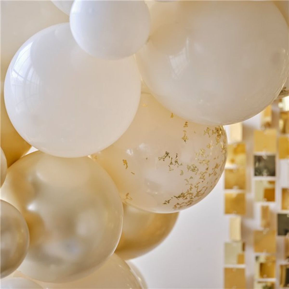 Black, Cream, Nude and Champagne Chrome Balloon Arch - 70 Balloons