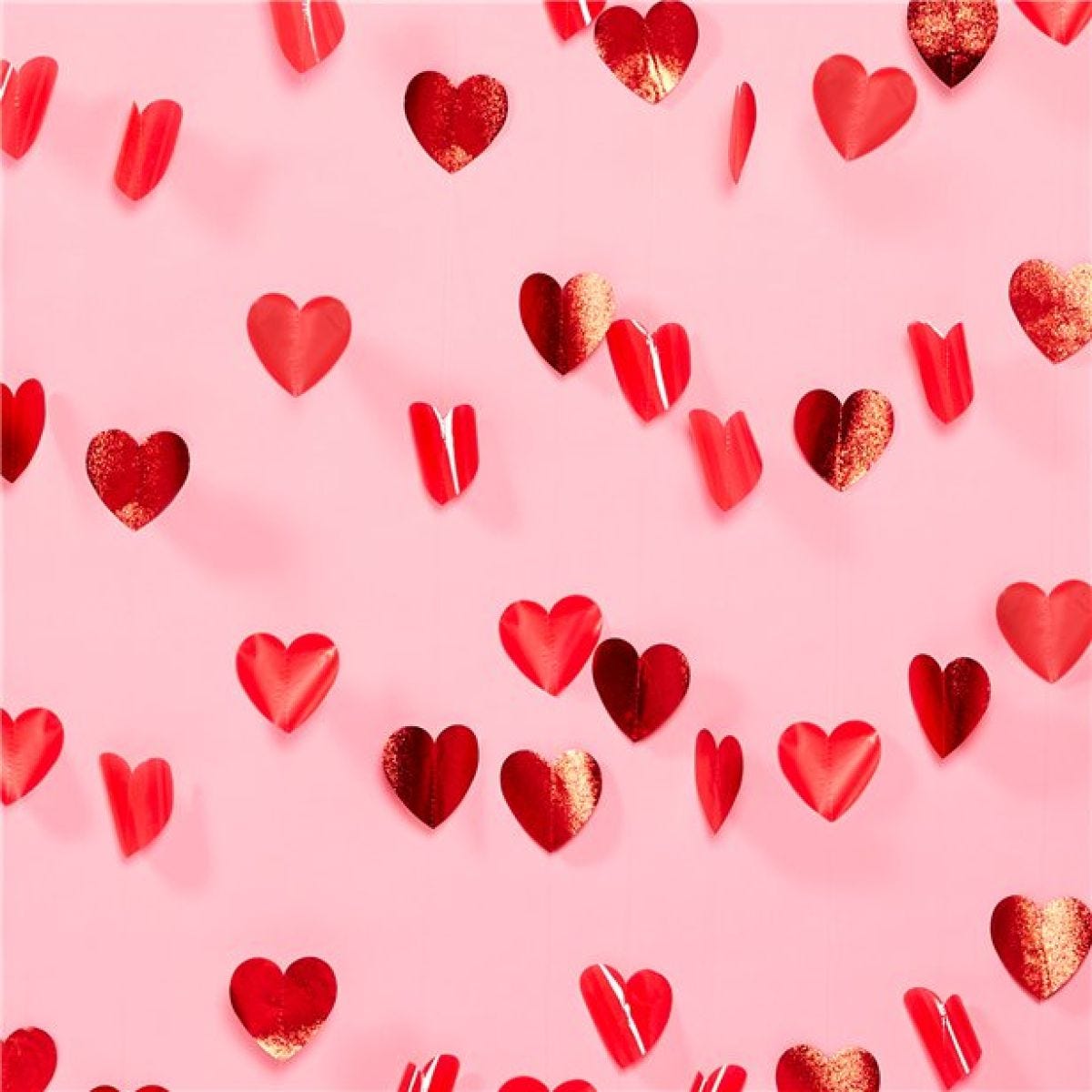 Valentines Red Heart Hanging Strings Decoration - 2.1m