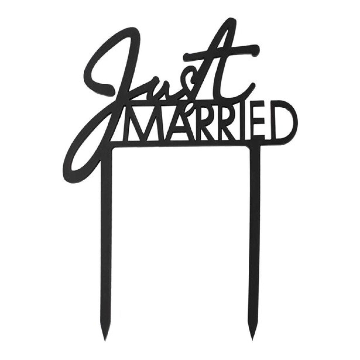 Contemporary Wedding Just Married Acrylic Cake Topper