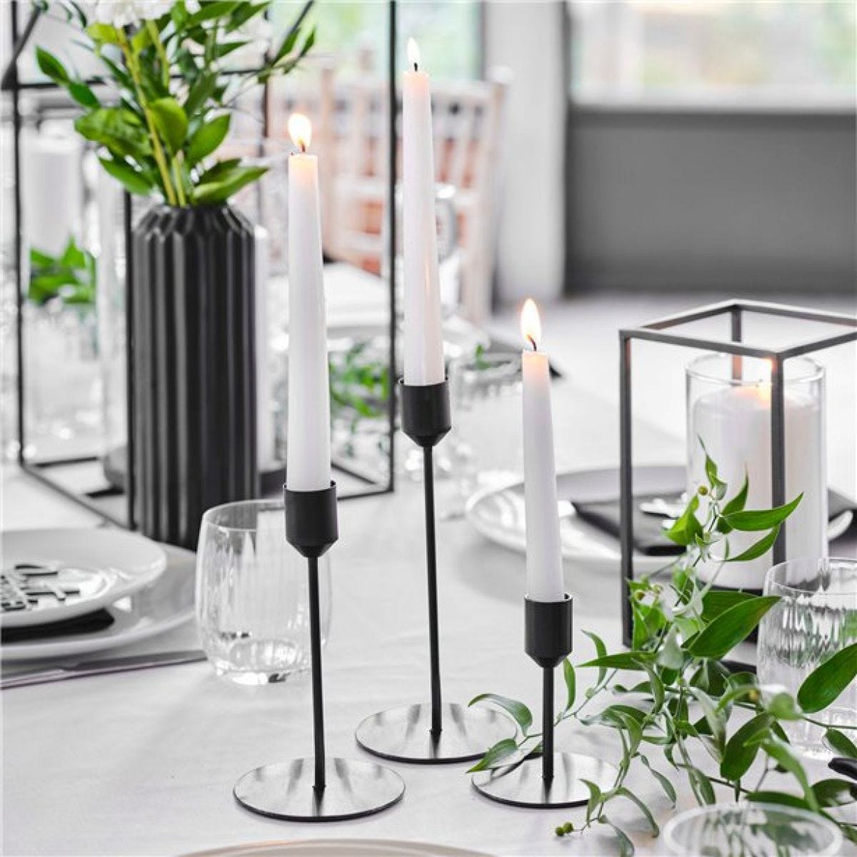 Contemporary Wedding Black Candle Holders