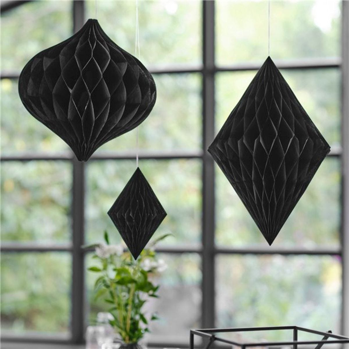 Contemporary Wedding Black Honeycomb Decorations