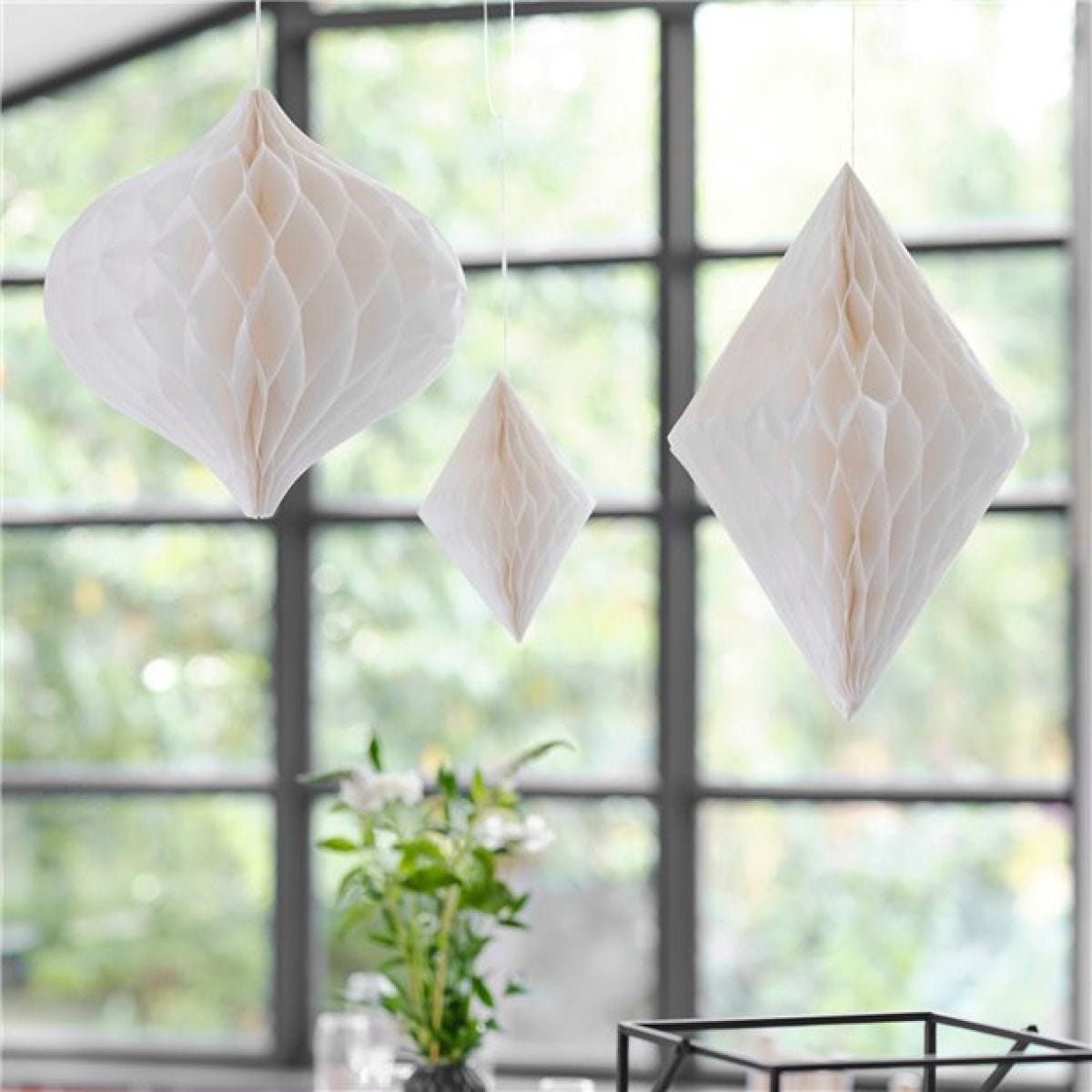 Contemporary Wedding White Honeycomb  Decorations