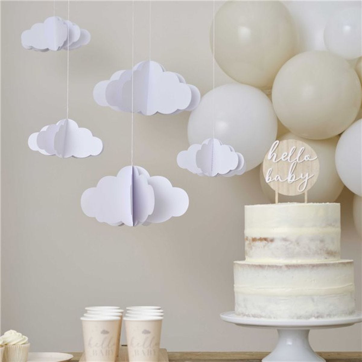 White 3D Clouds Paper Hanging Decorations