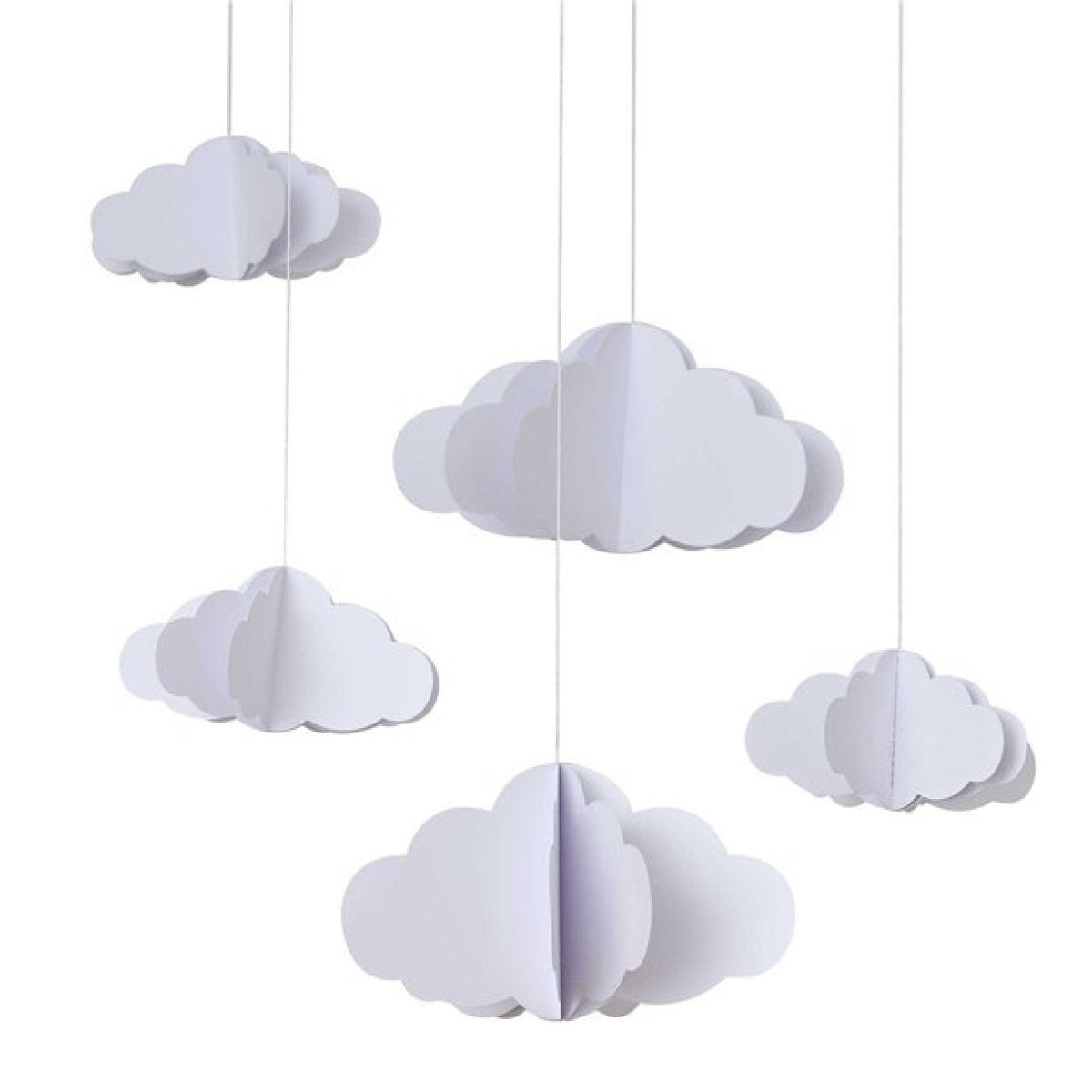 White 3D Clouds Paper Hanging Decorations