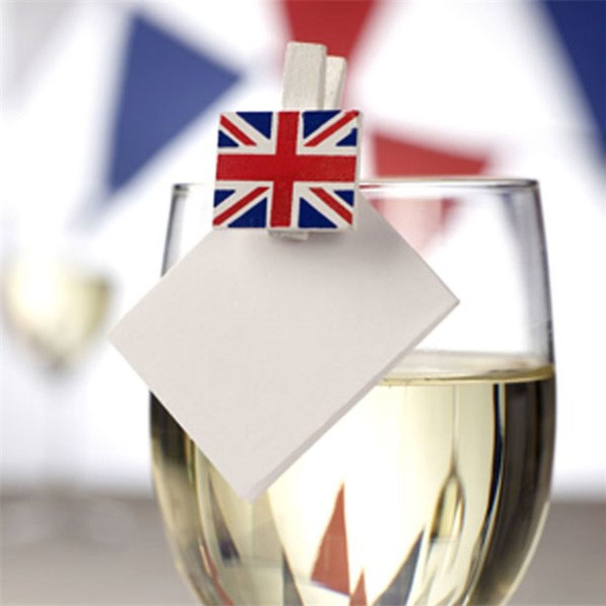 Union Jack Glass Decorations - Mini Wooden Pegs