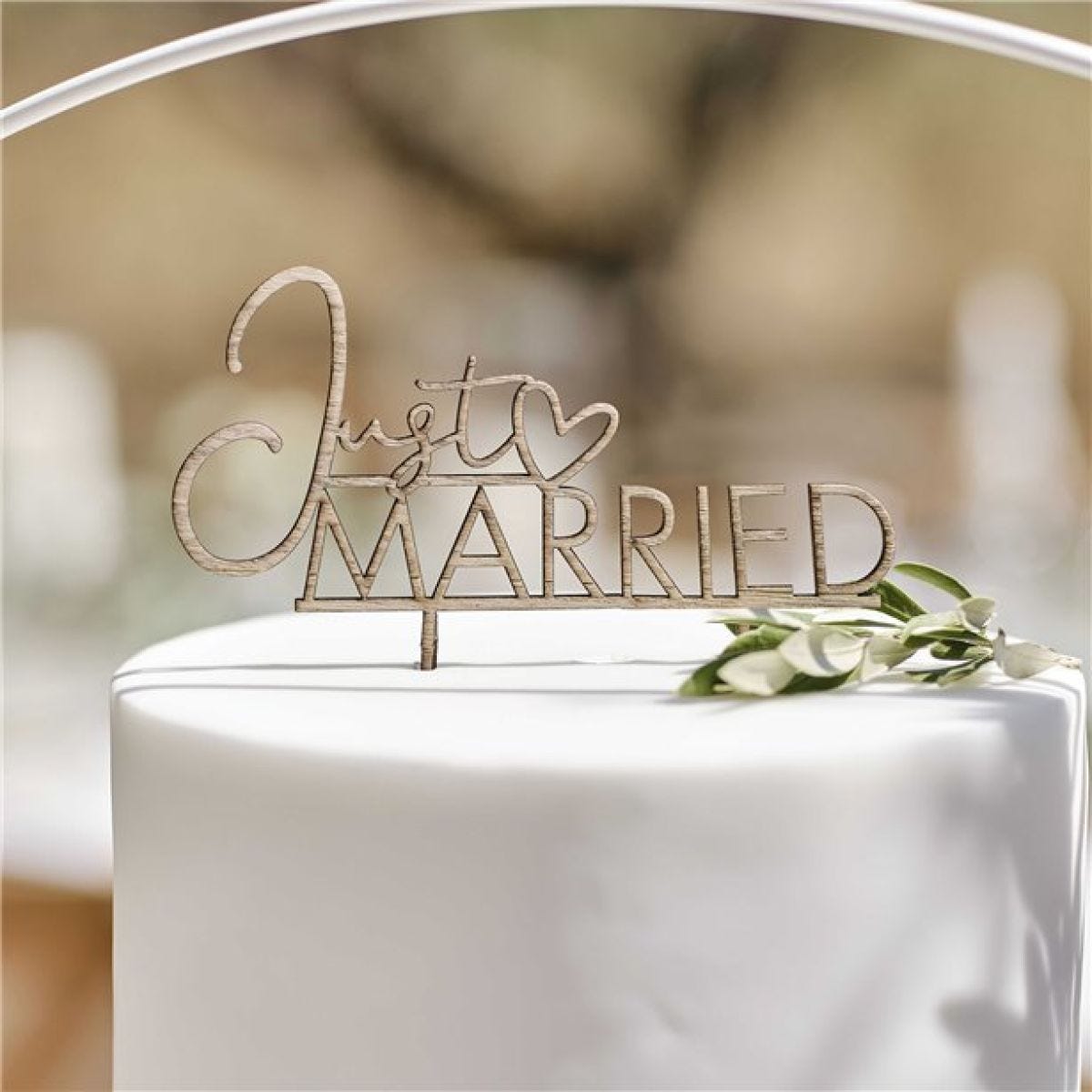 Secret Garden Just Married Wooden Cake Topper