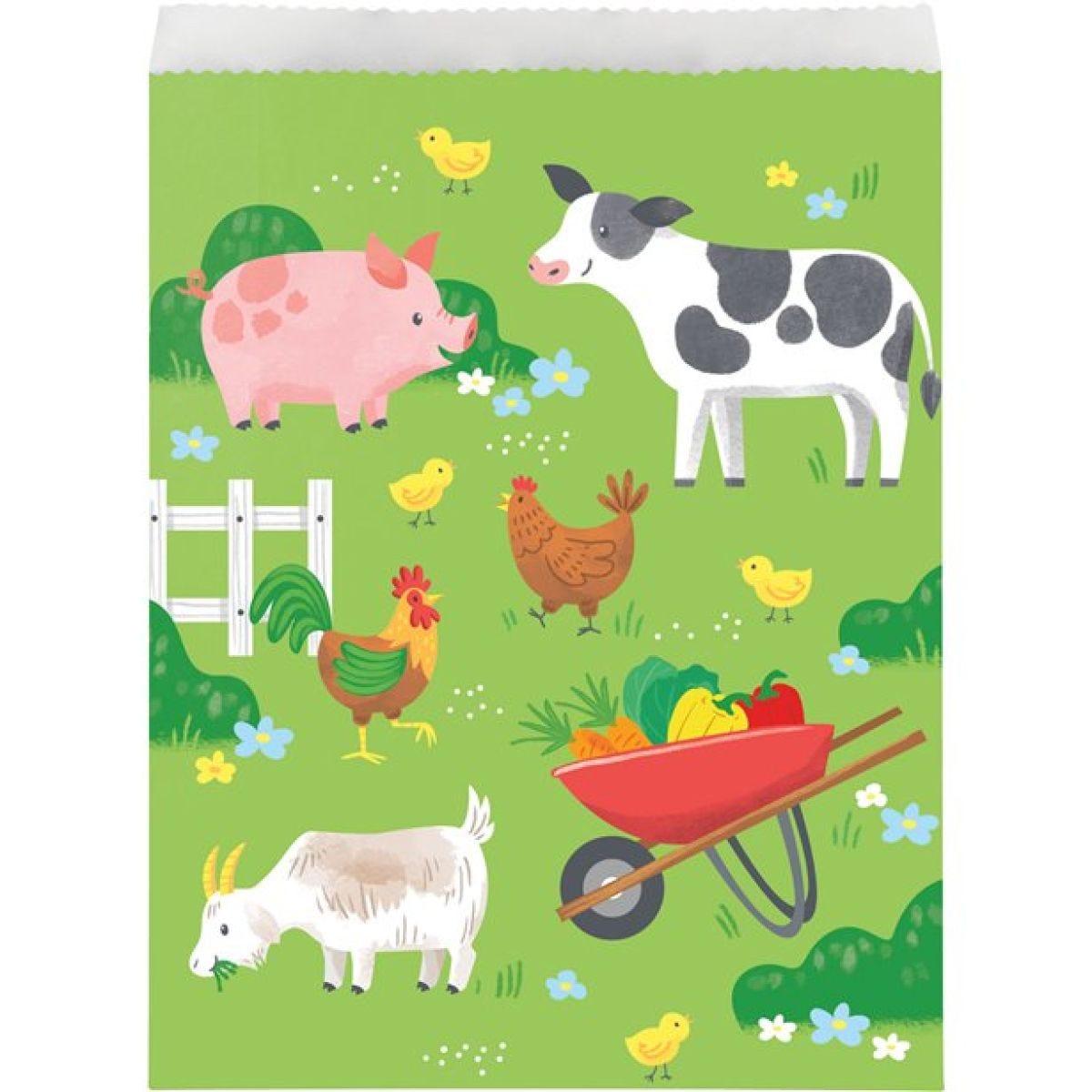Farm Animals Paper Treat Bags - 16.5cm x 22cm