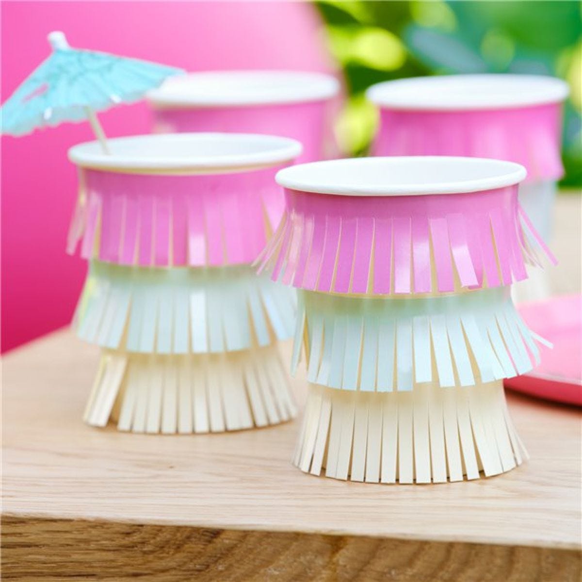 Tiki Tropics Tassel Fringed Paper Cups (8pk)