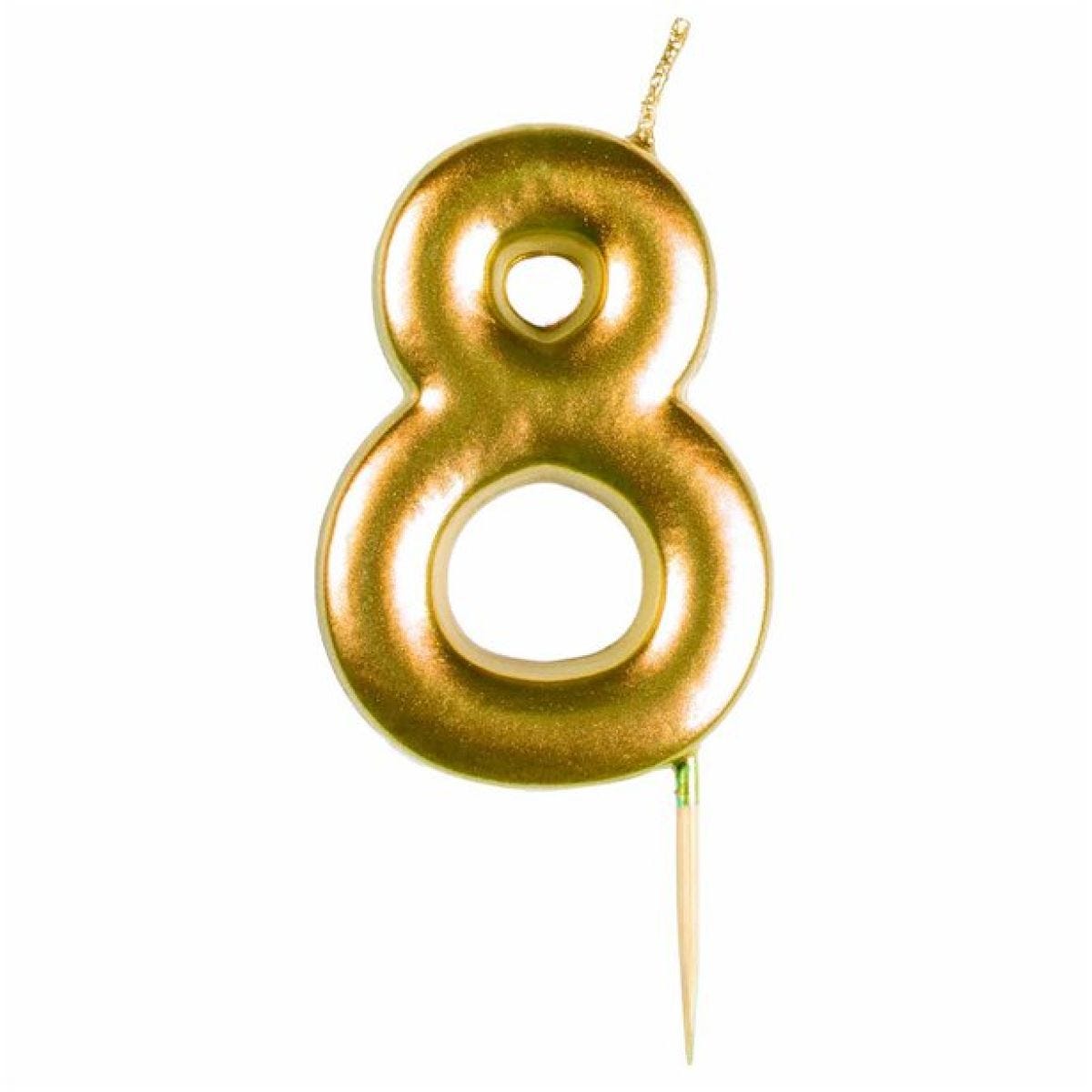 Number 8 Gold Candle