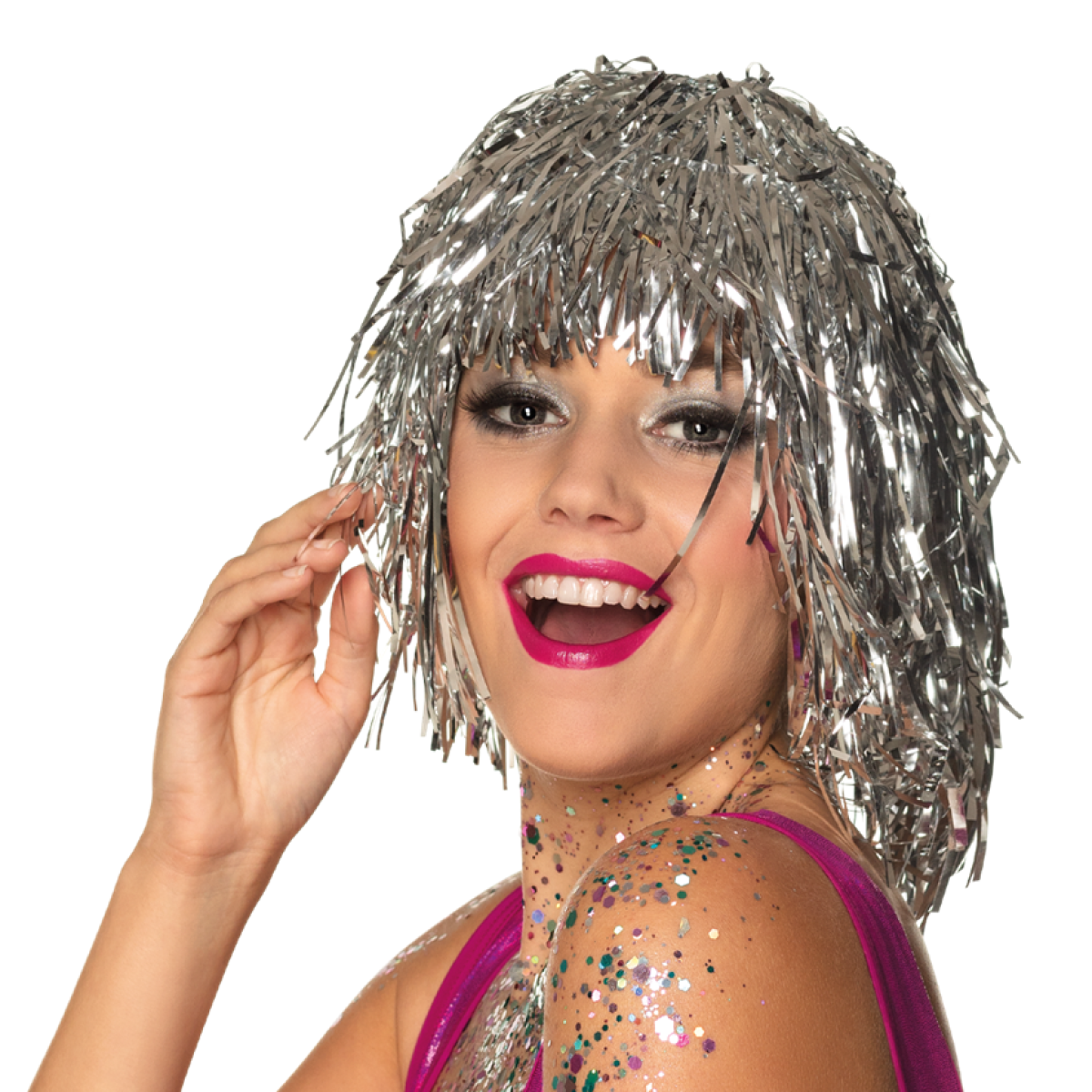 Silver Tinsel Wig