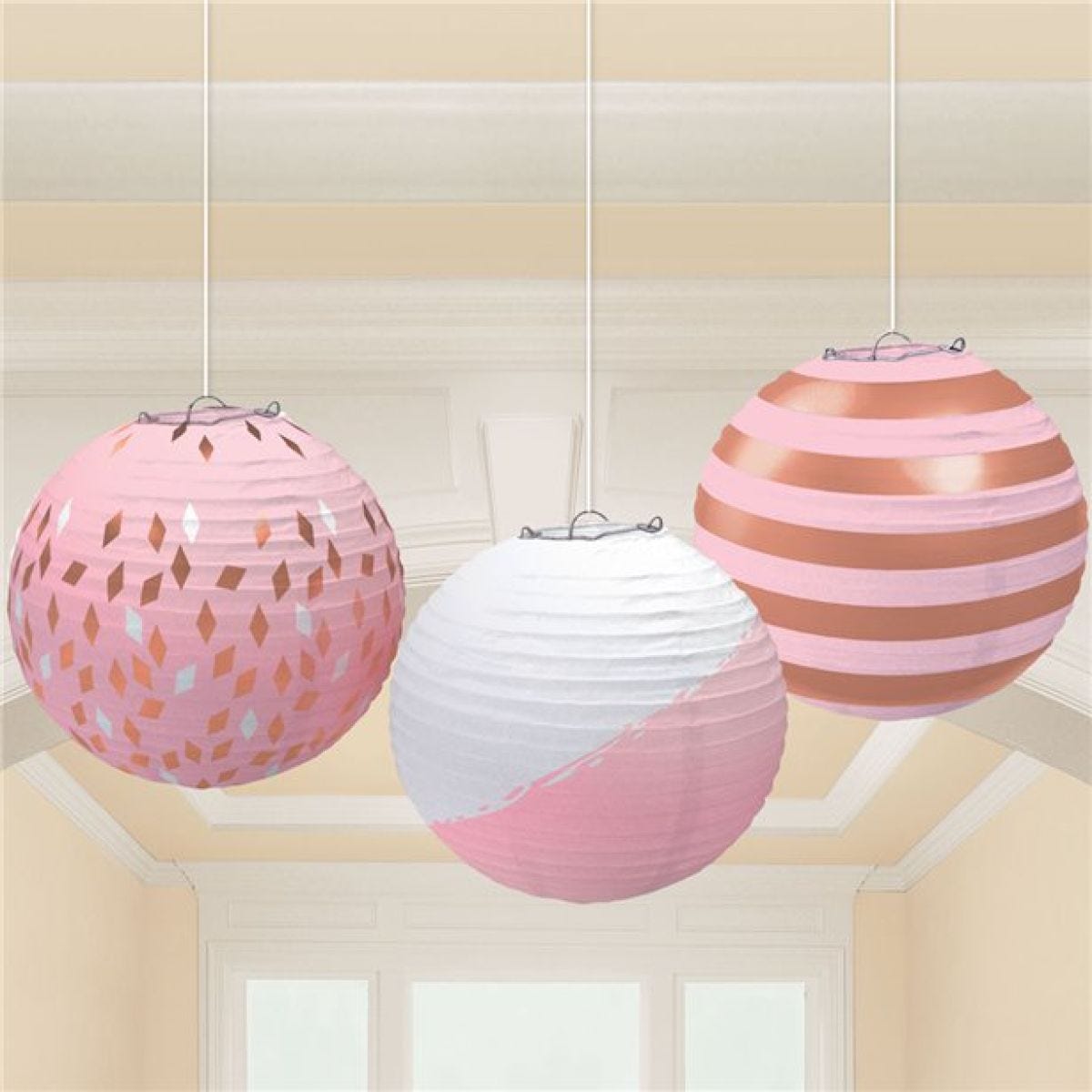 Rose Gold Blush Paper Lantern Decorations - 24cm