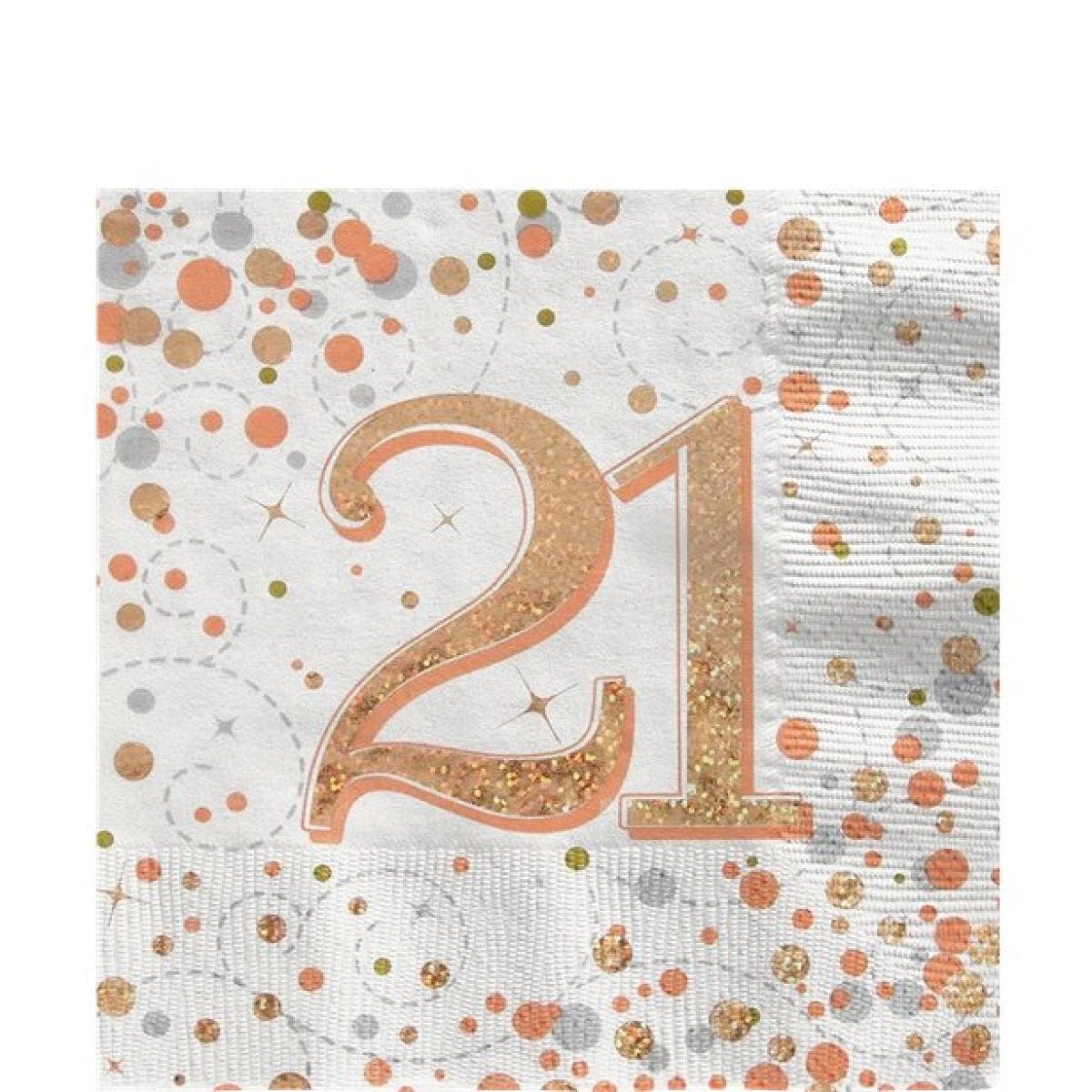 Sparking Fizz Happy 21st Birthday Napkin - 33cm x 33cm