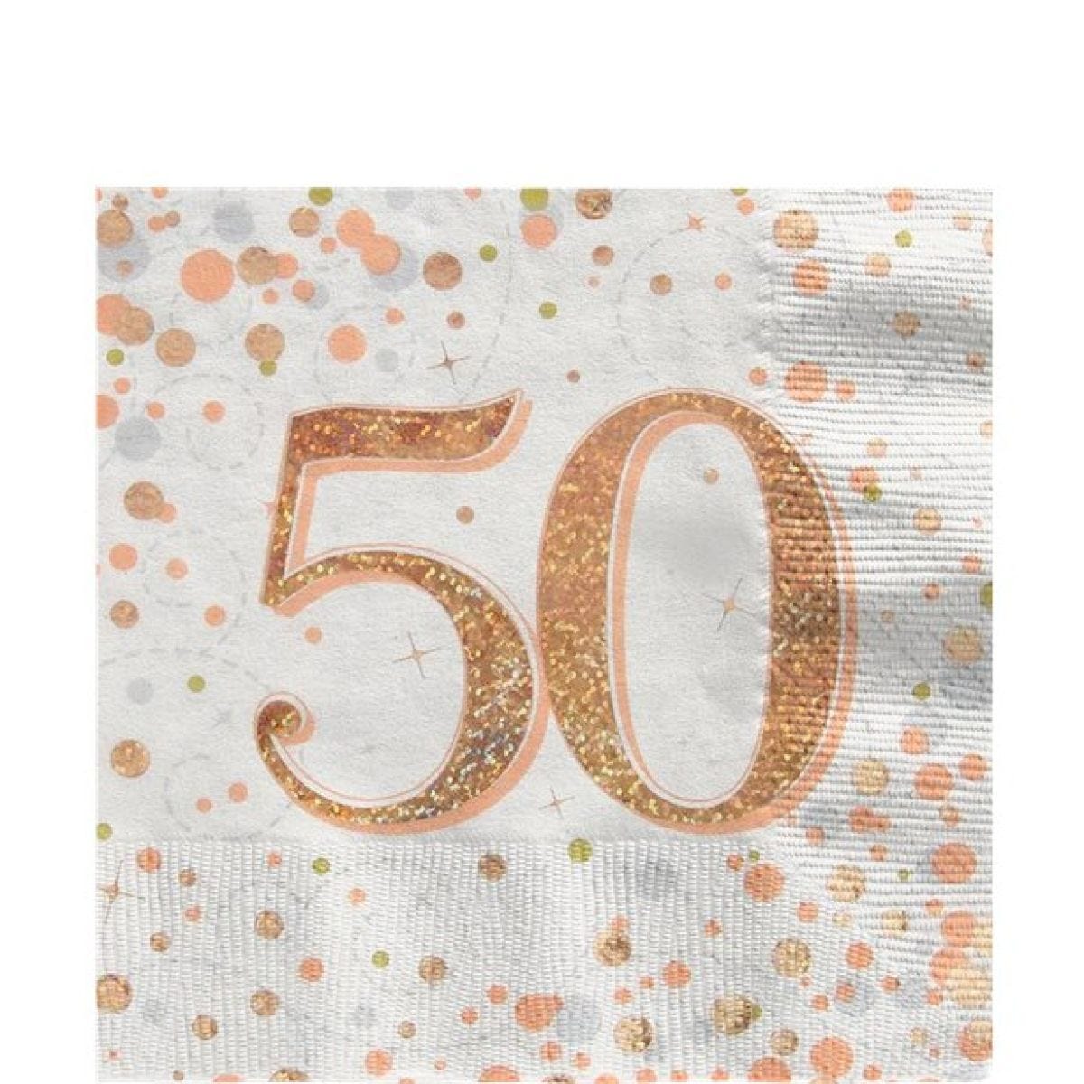 Sparking Fizz Gold Happy 50th Birthday Napkin - 33cm x 33cm