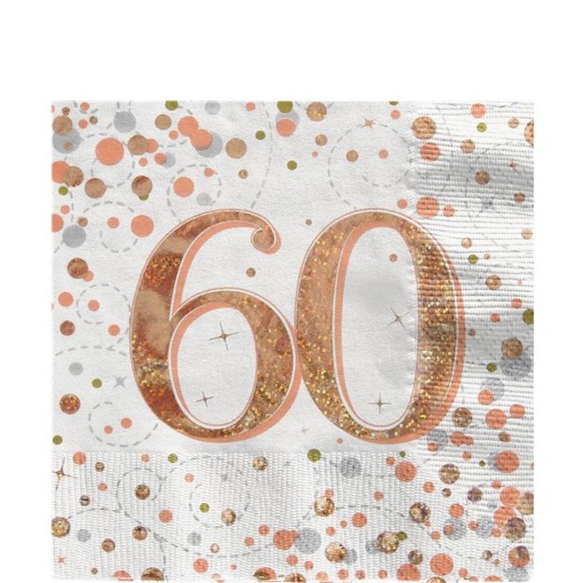 Sparking Fizz Gold Happy 60th Birthday Napkin - 33cm x 33cm