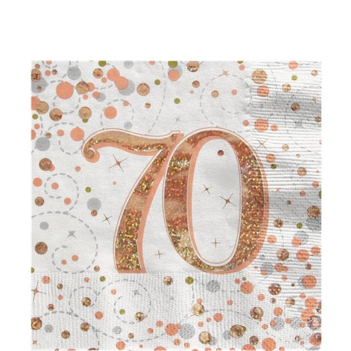 Sparking Fizz Gold Happy 70th Birthday Napkin - 33cm x 33cm