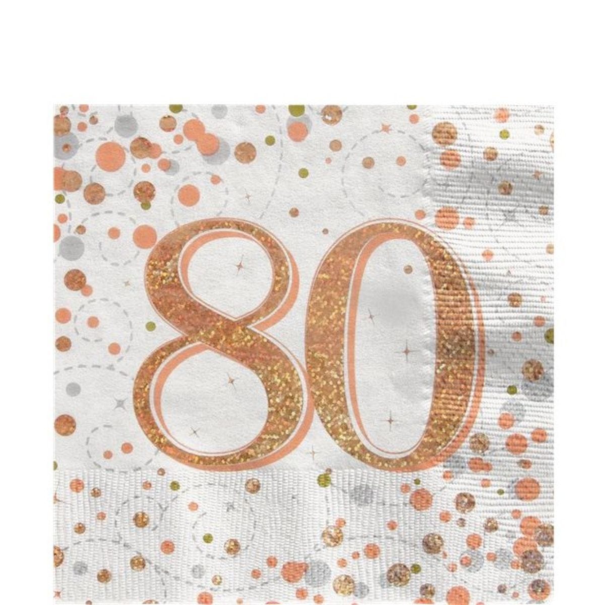 Sparking Fizz Gold Happy 80th Birthday Napkin - 33cm x 33cm