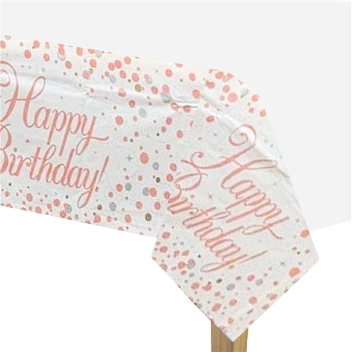 Sparking Fizz  Happy Birthday Plastic Tablecover - 137cm x 2.6m