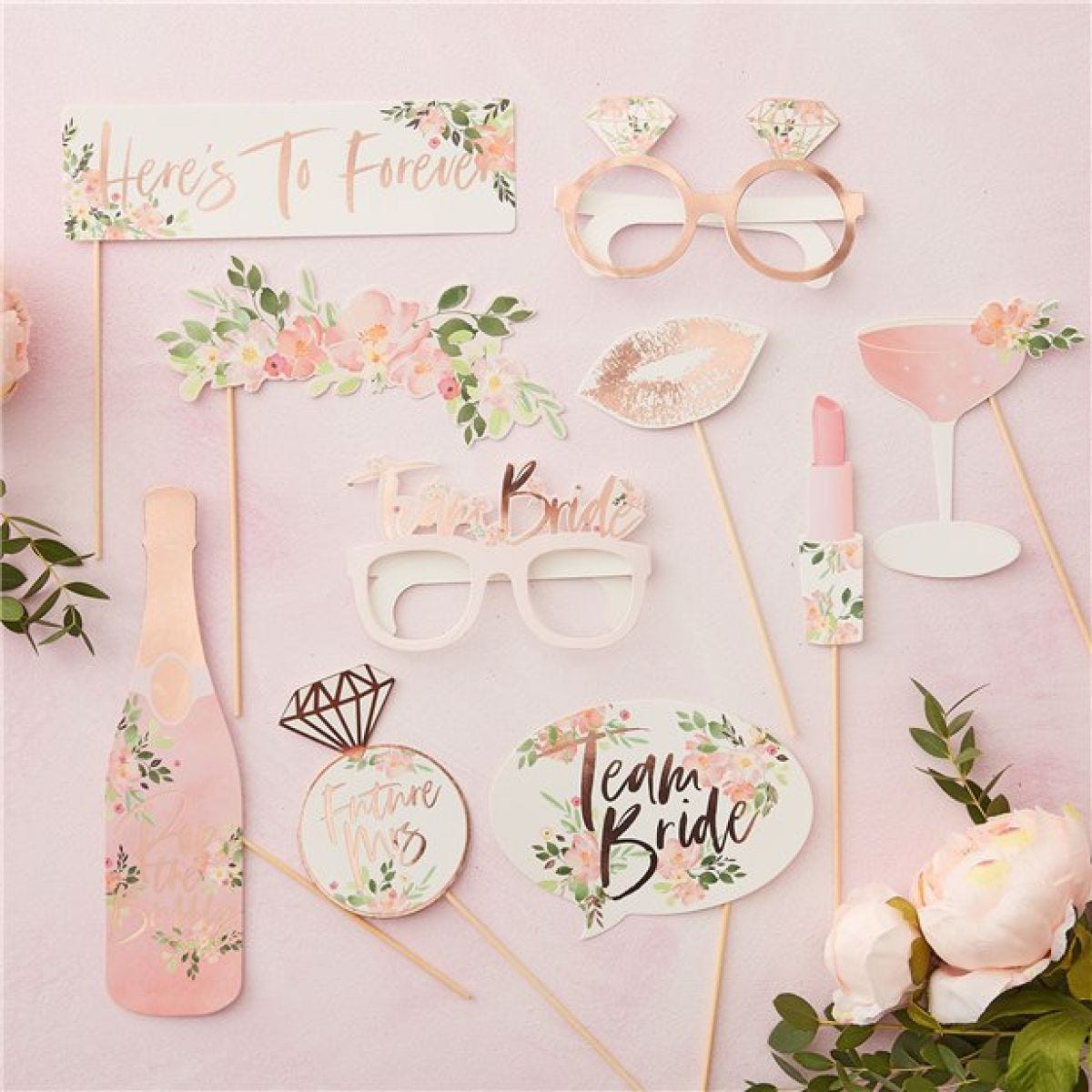 Floral Hen Party Photo Booth Props (10pk)