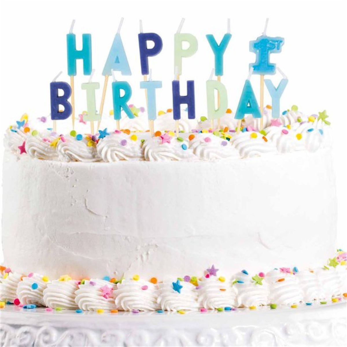 Happy 1st Birthday Blue Pick Candles