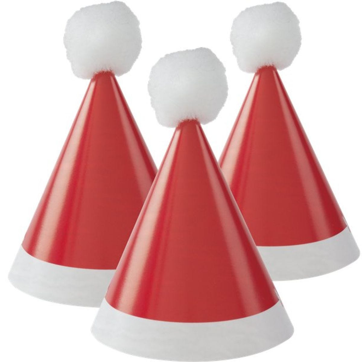 Mini Pom Pom Santa Party Hats (8pk)