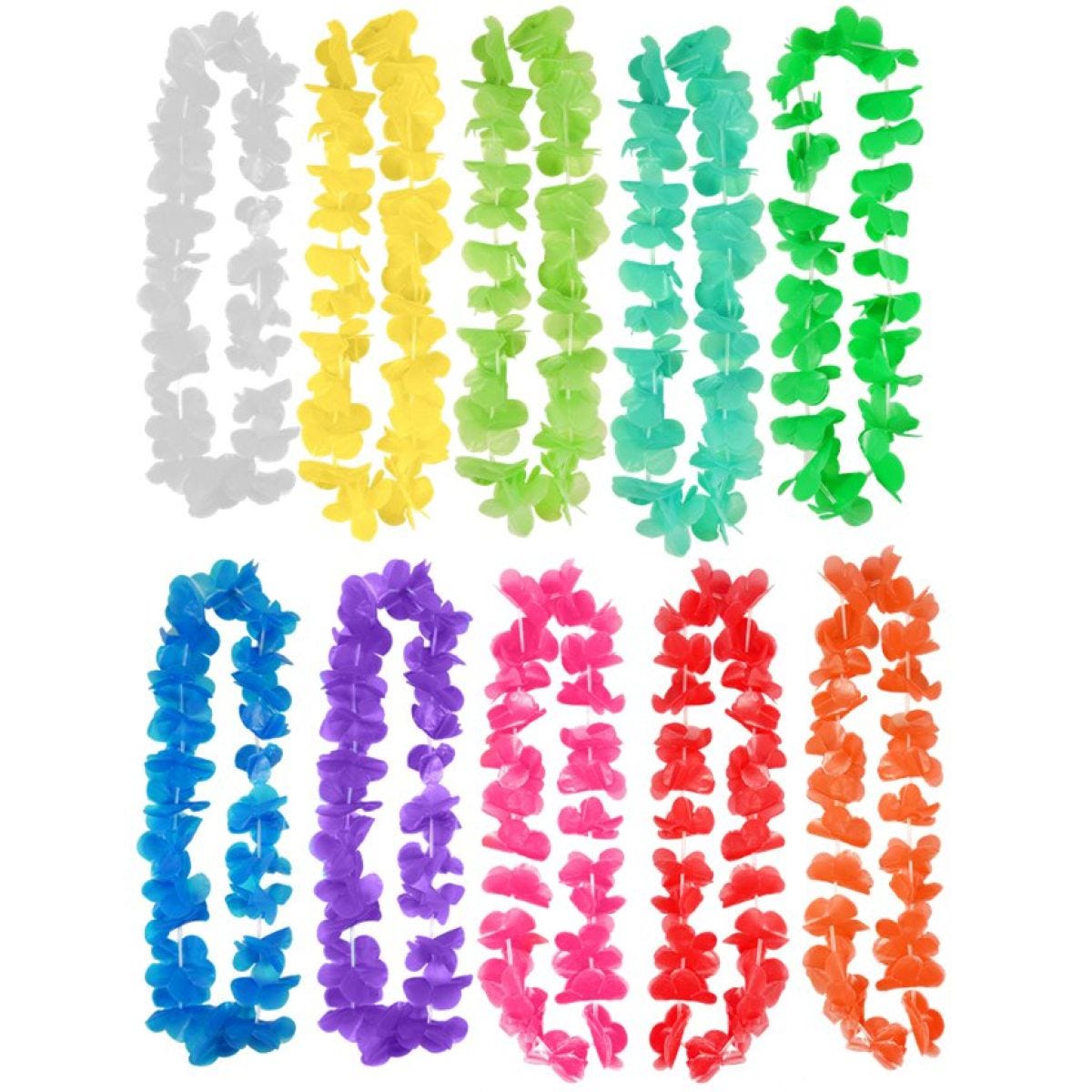 Hawaiian Hula Lei - 10 Pack Assorted Colours