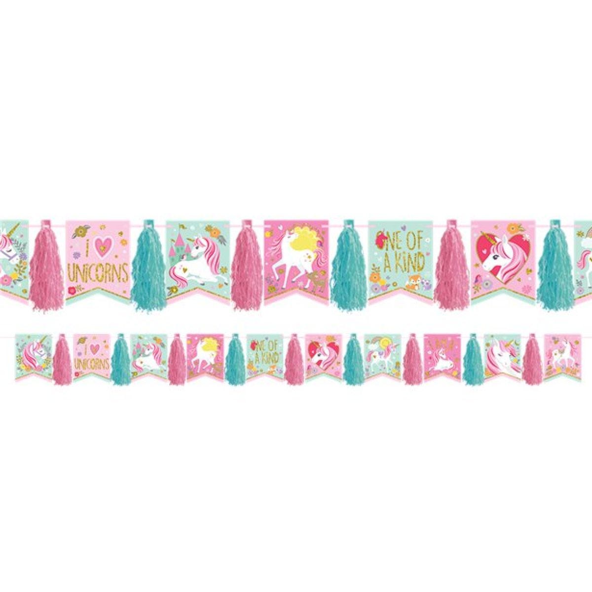 Magical Unicorn Glitter Tassel Garland - 3m