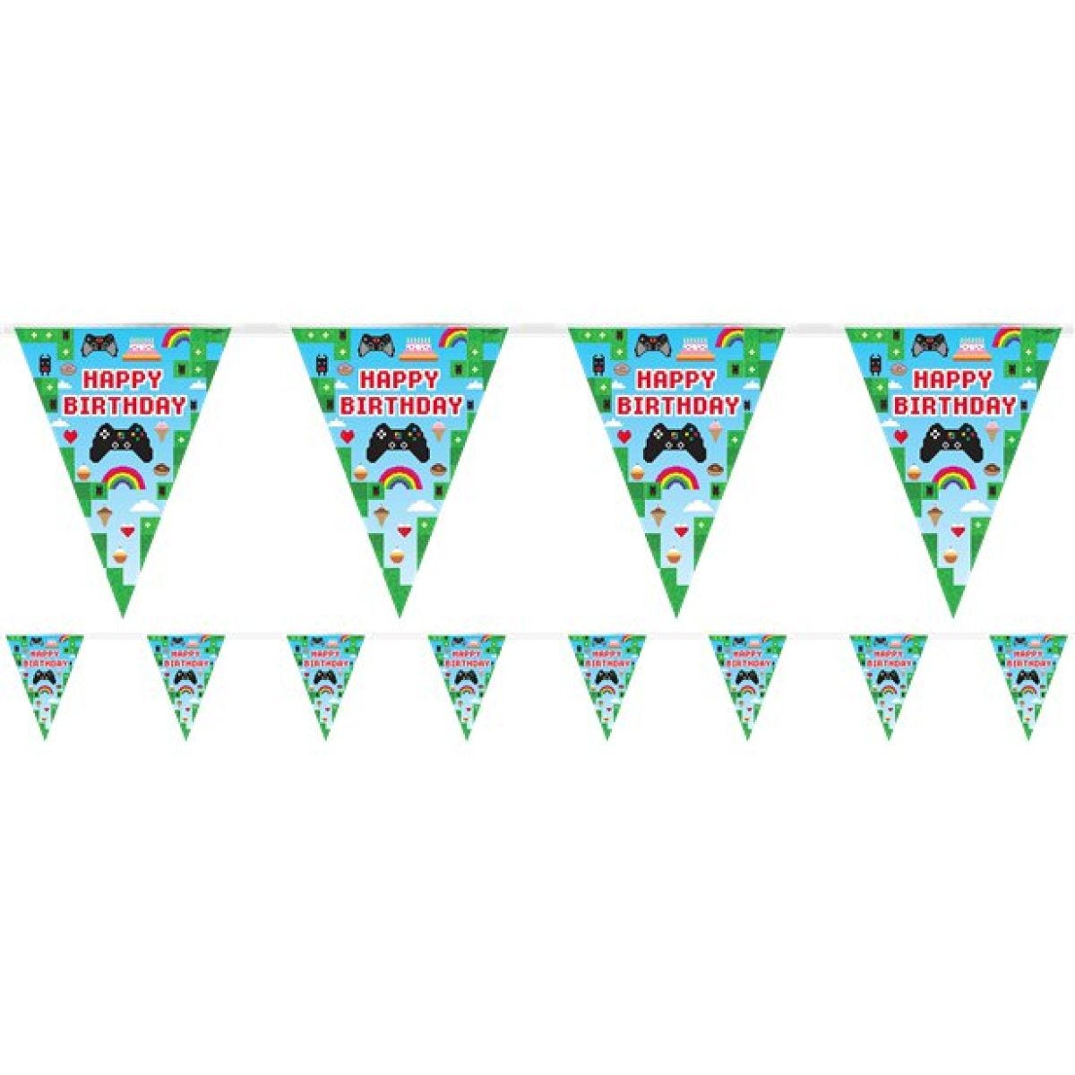 Holographic Gaming Happy Birthday Bunting - 3.9m