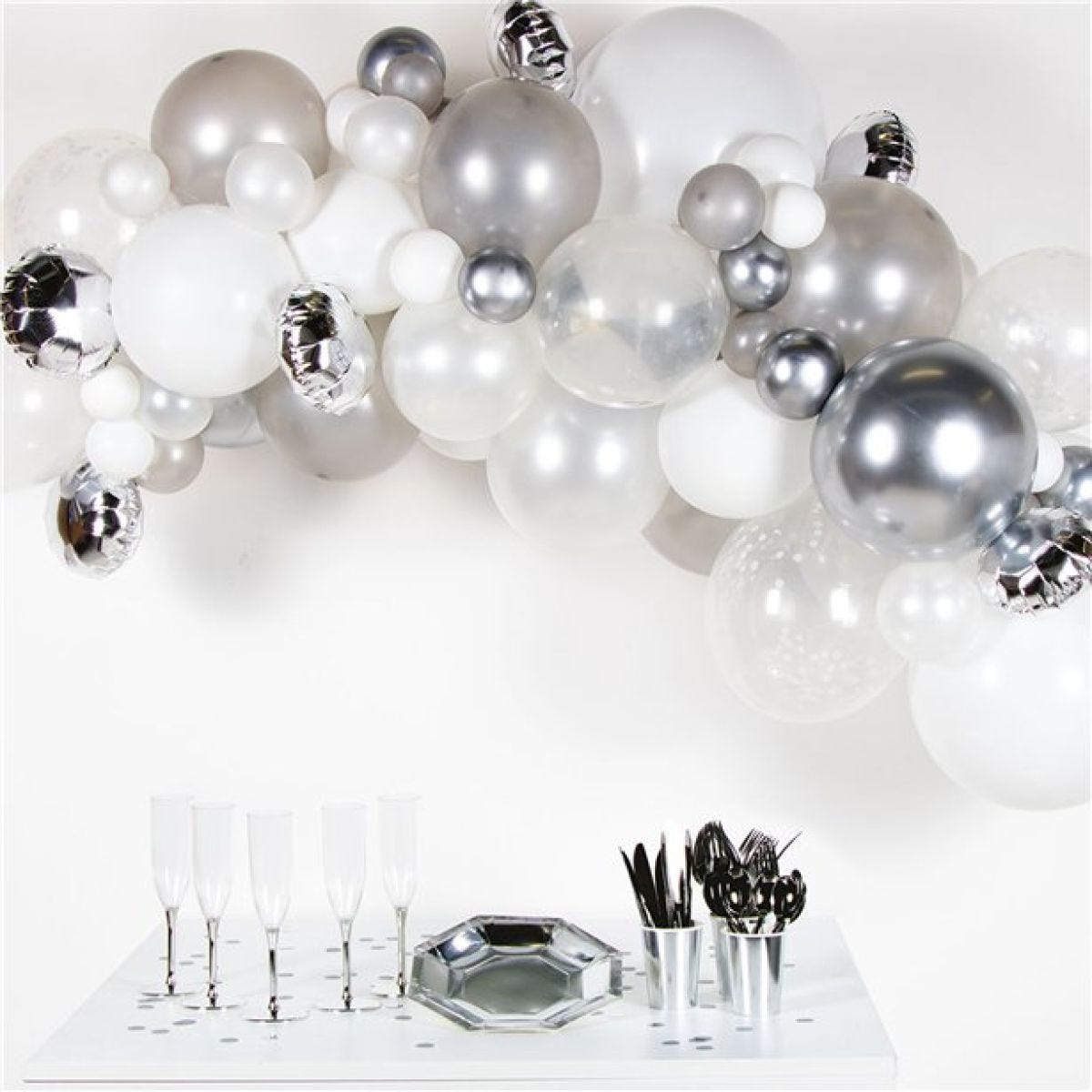 Silver Balloon Arch Garland DIY Kit