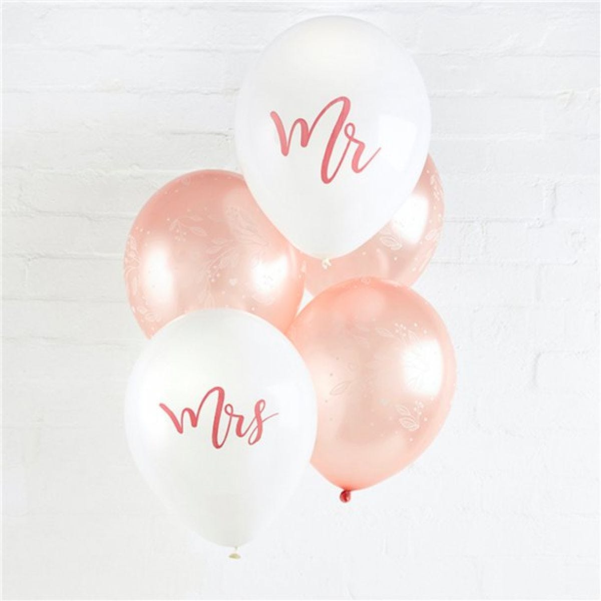 Mr & Mrs Rose Gold Balloons - 11" Latex (5pk)