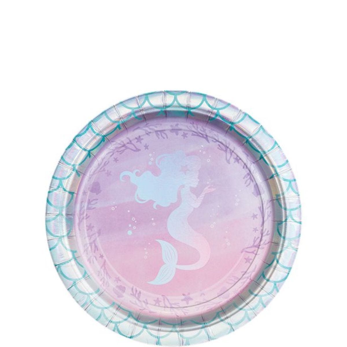 Mermaid Shine Iridescent Paper Dessert Plates - 18cm (8pk)