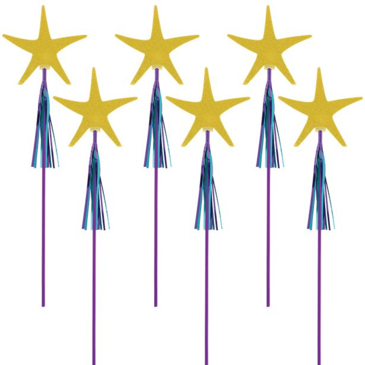 Mermaid Wishes Glitter Starfish Wands - 45cm (6pk)