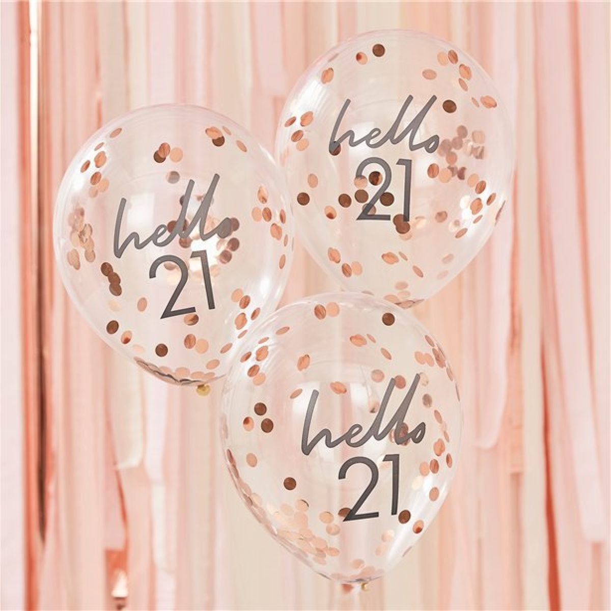 Mix It Up Hello 21 Rose Gold Confetti Balloons - 12"