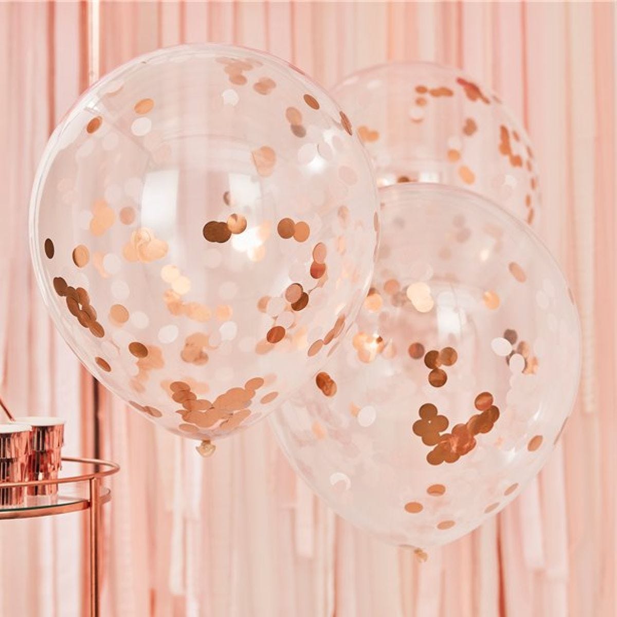 Large Rose Gold & Blush Confetti Balloons - 22" Latex (3pk)