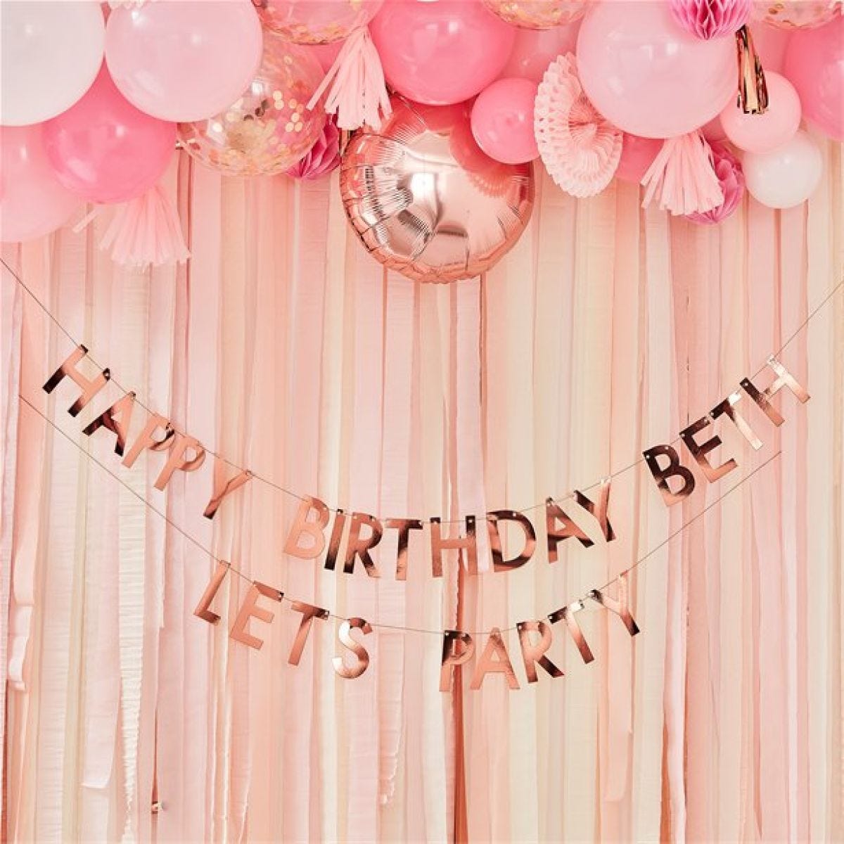 Mix It Up Rose Gold Personalised &apos;Happy Birthday&apos; Paper Banner - 4m