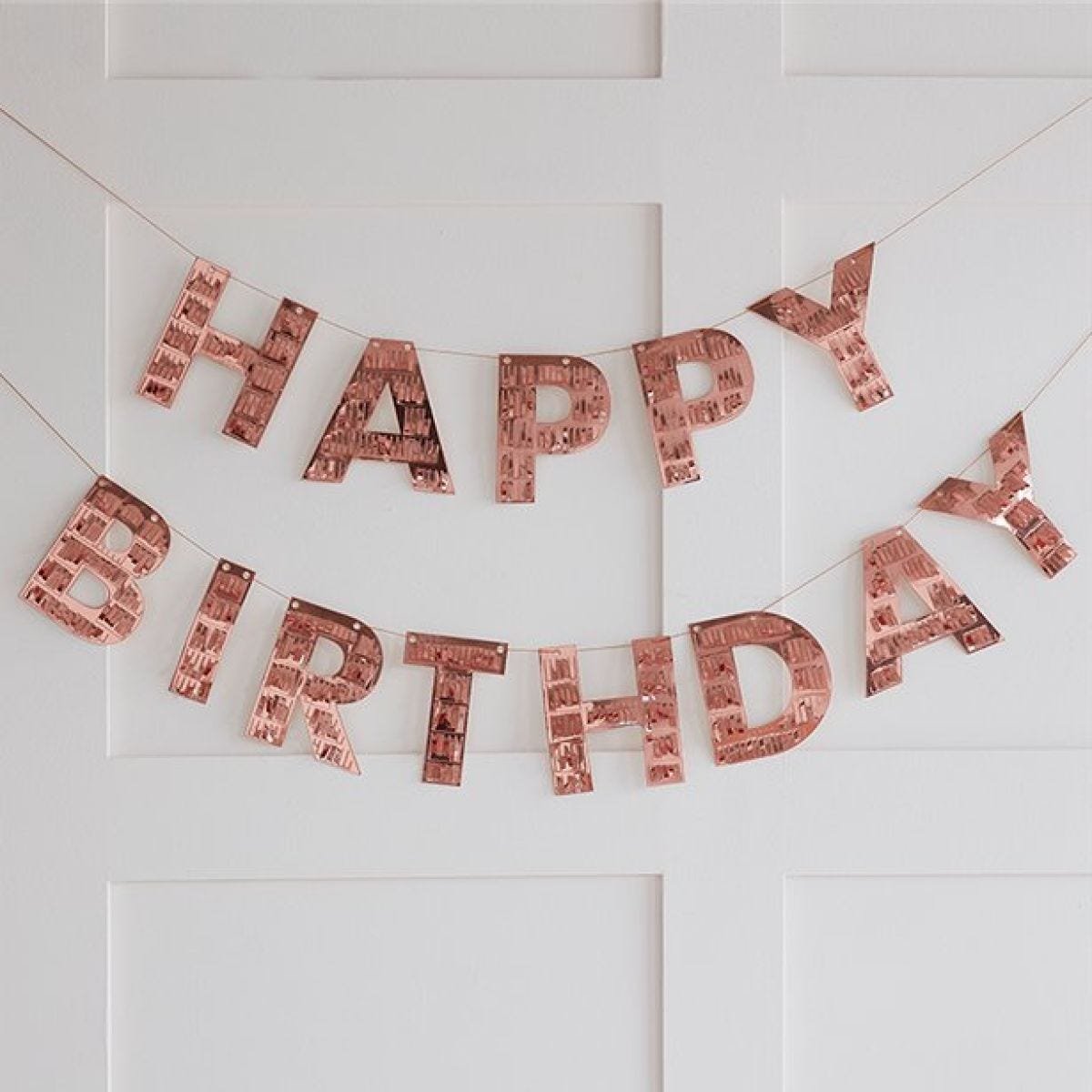 Happy Birthday Rose Gold Fringe Bunting